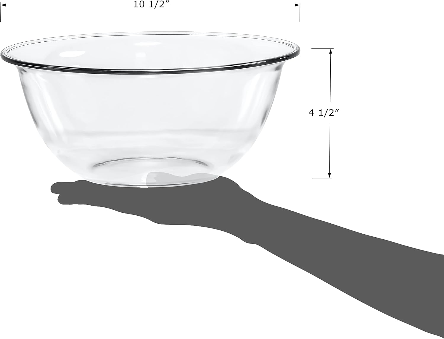 Red Co. 10.5” Dia Round Clear Glass 3 Qt Mixing Prep and Serving Bowl  Large